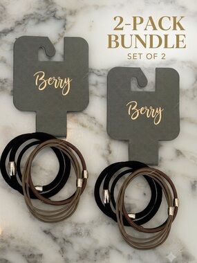 NWT Berry Hair Tie Bundle 2 Sets Neutral Elastic Ponytail Holders Black Brown